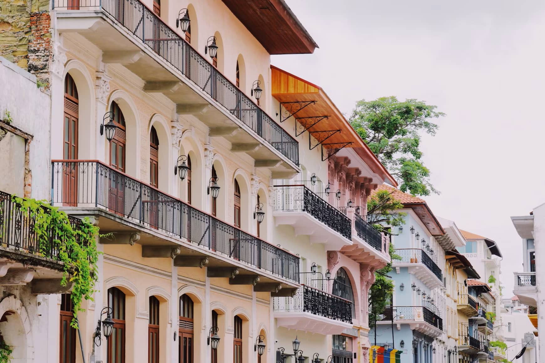 Balconies of colonial houses in Casco Viejo