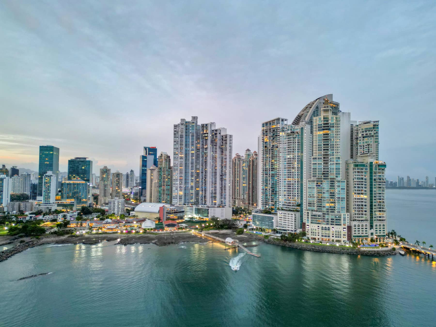 Residential towers of Punta Pacífica by the bay