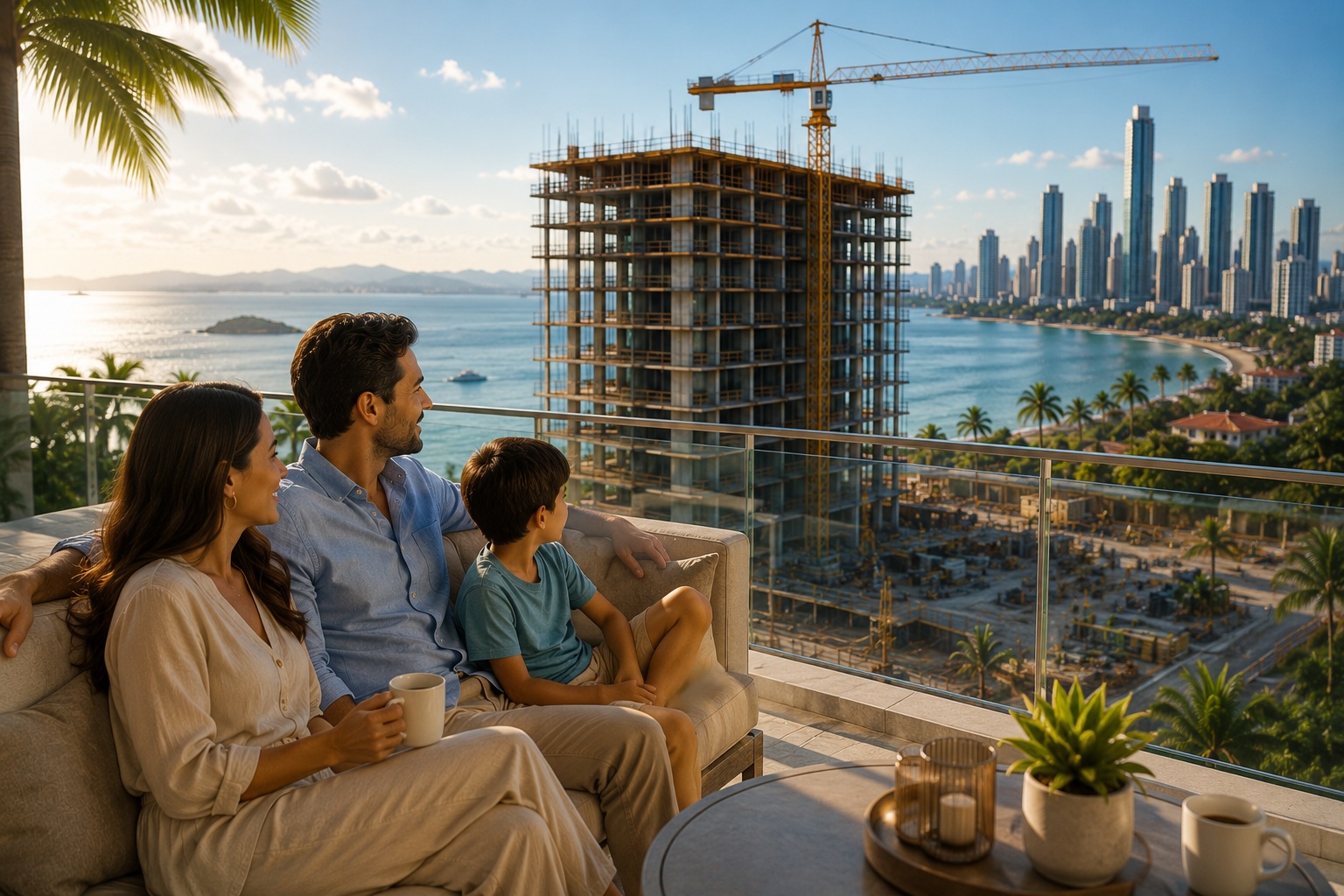Couple on a terrace reviewing home finances