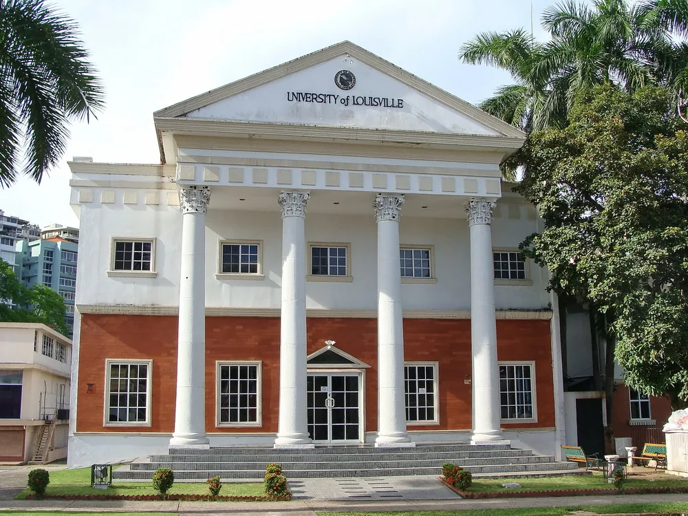 A white building with columns — the University of Louisville program in Panama