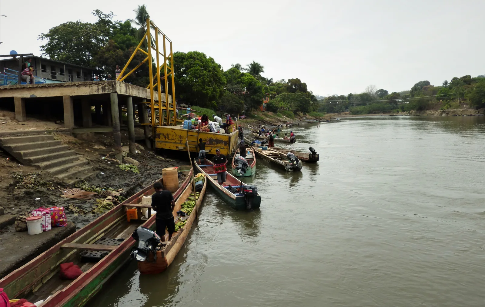 Boats at a landing in Darién, where the Pan-American Highway ends